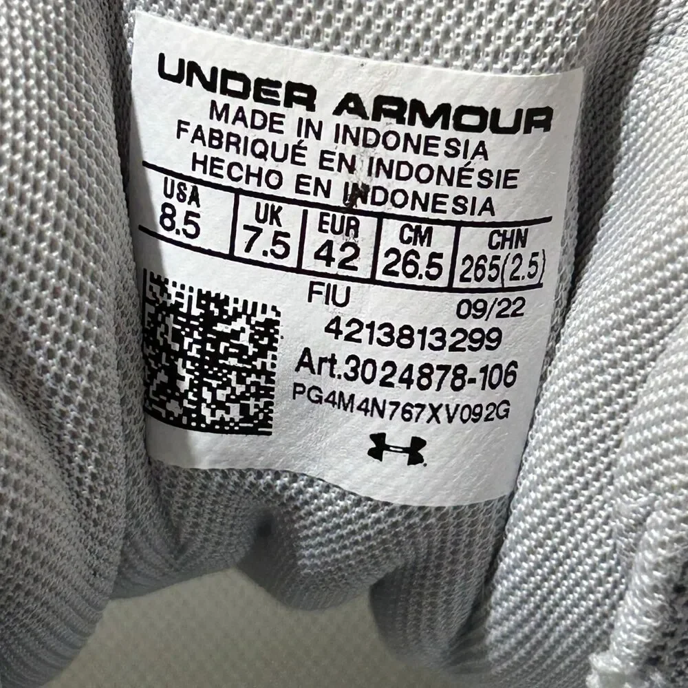 Under Armour Men's Charged Pursuit 3 White Blue Gray Size 8.5